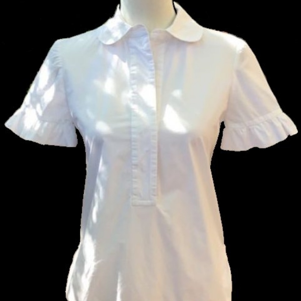 Tory Burch white ruffle top, size 6